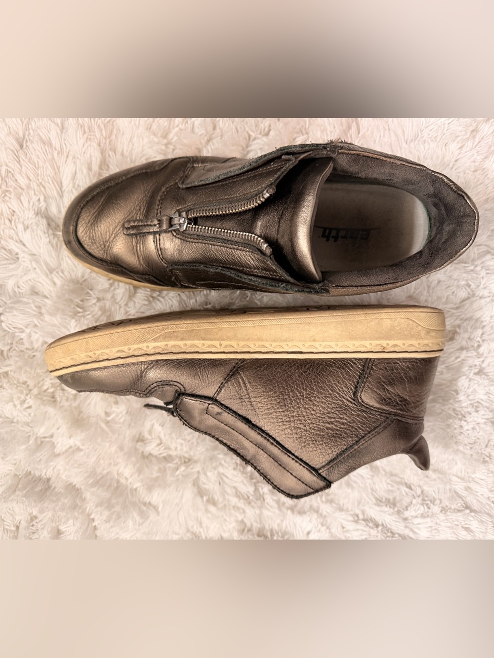 Earth Zane Platinum Zip Casual Mid Sneakers in a metallic platinum finish